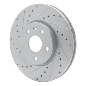 Buick ALLURE Brake Rotor (1) - Front Left - R1 Concepts - Drilled & Slotted - Silver - `10-`25